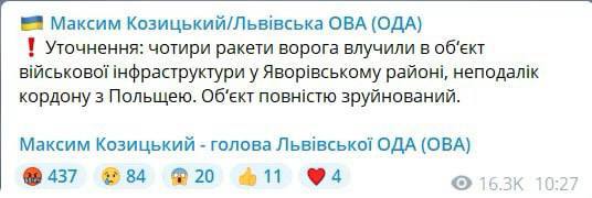 Скриншот из Телеграм Максима Козицкого