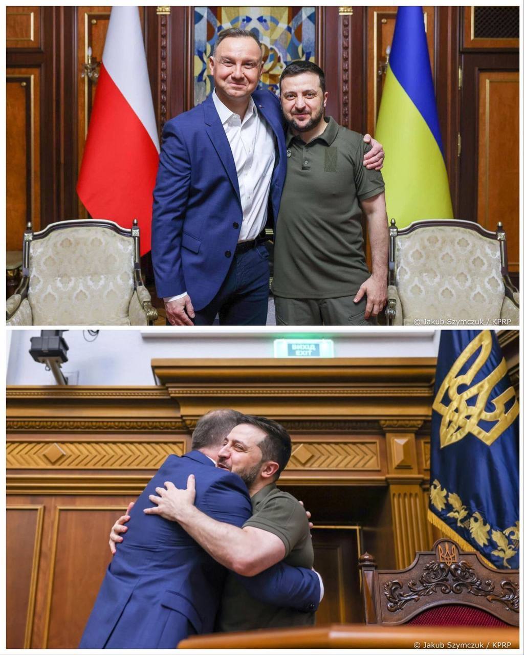 Владимир Зеленский и Анджей Дуда после выступления главы Польши перед Верховной Радой