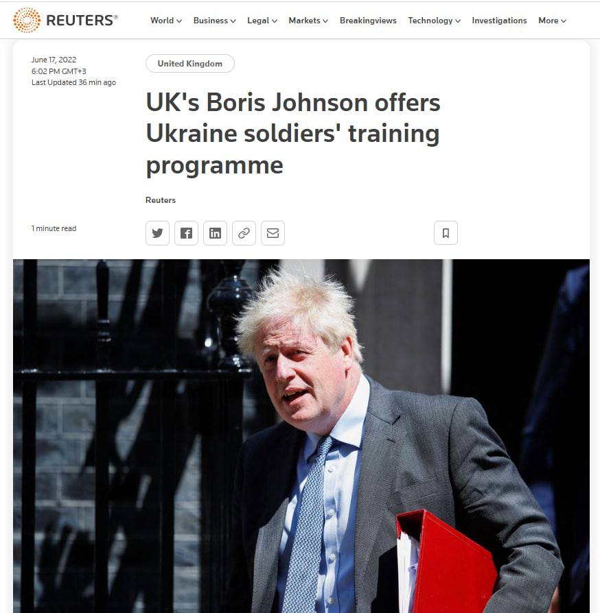 Джонсон предложил программу подготовки служащих ВСУ