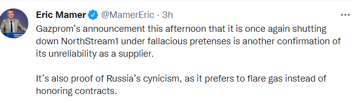 В Еврокомиссии осудили остановку Россией "Северного потока"