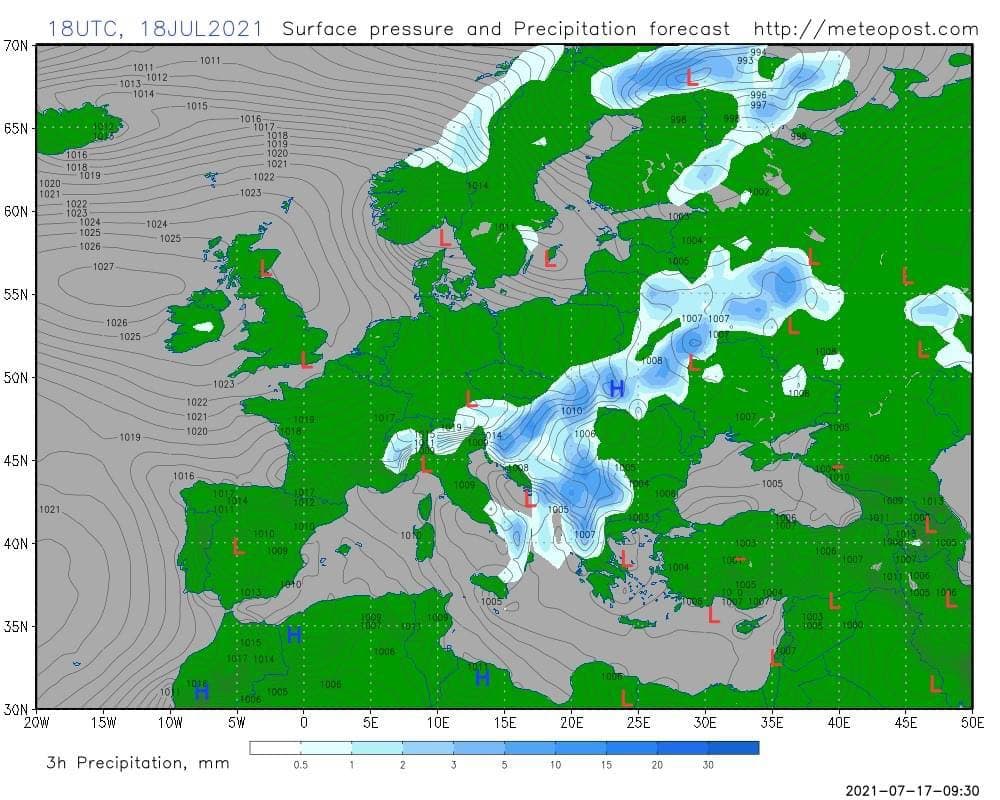 Карта погоды. Скриншот Диденко в телеграм-канале.