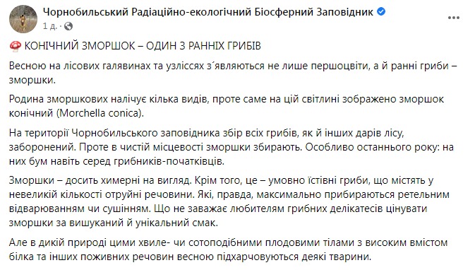 Скріншот посту у Фейсбуці