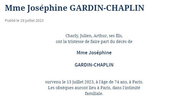 Умерла Джозефина Чаплин