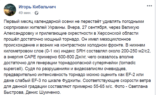 Скриншот из Фейсбук&nbsp;Игоря Кибальчича