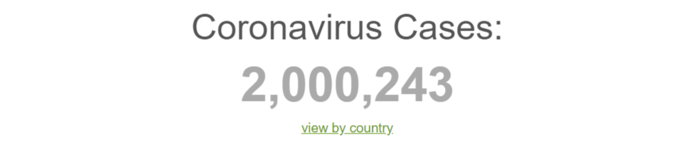 Данные в мире на 15 апреля. Скриншот: Worldometers