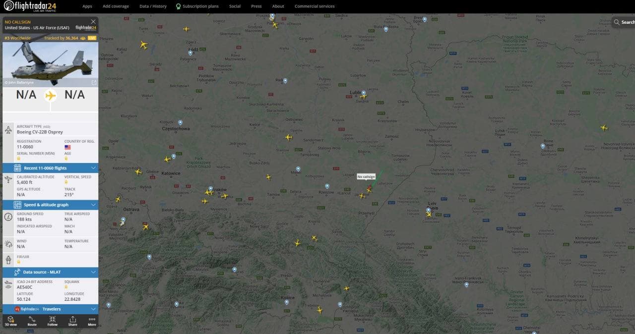 Возле границы с Польшей активность полетов