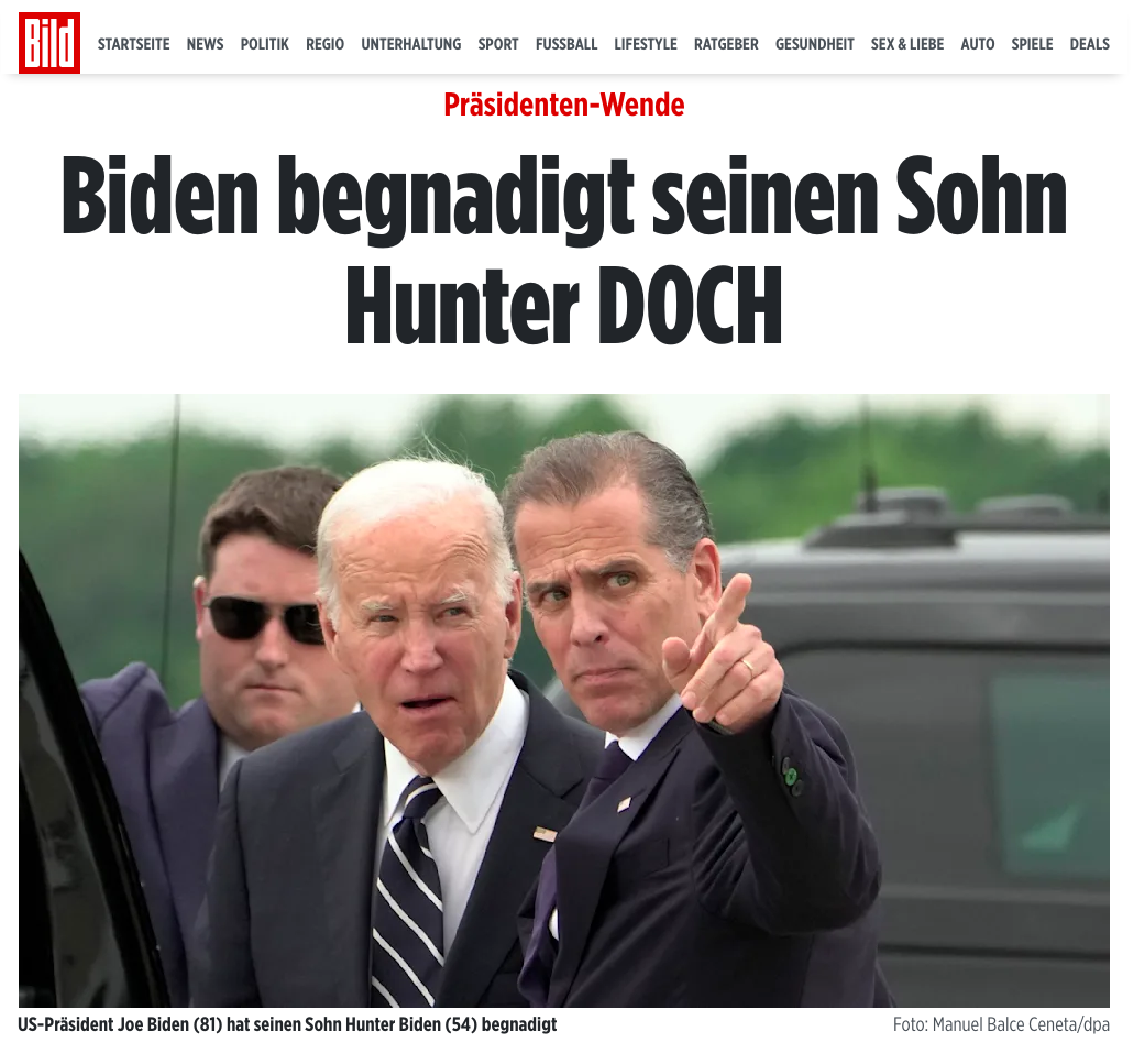 Снимок заголовка на bild.de