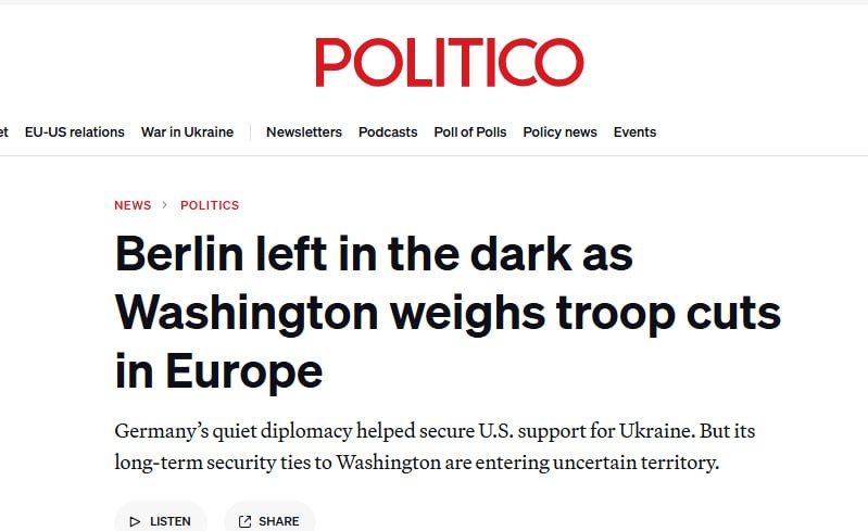 Знімок заголовка на politico.com