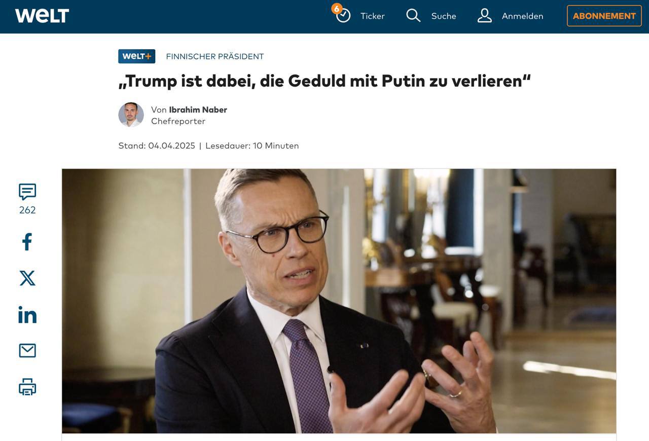 Знімок заголовка на welt.de