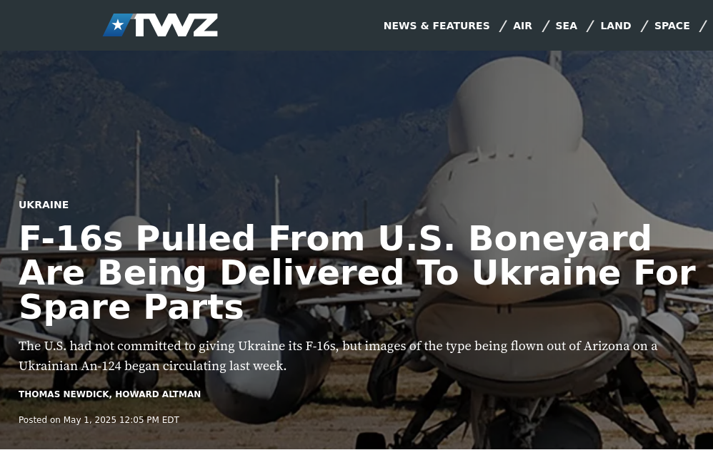 Снимок заголовка на twz.com