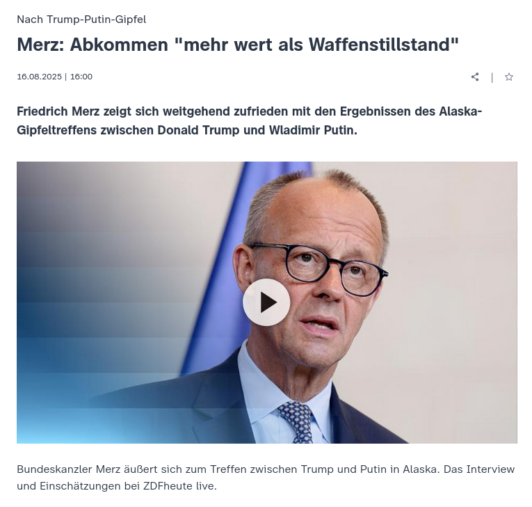 Снимок заголовка на zdfheute.de