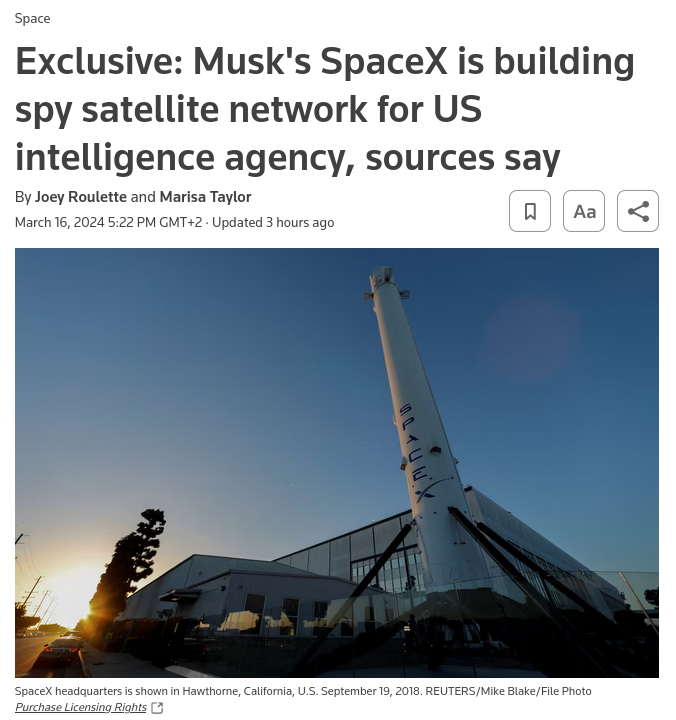 Снимок заголовка на reuters.com