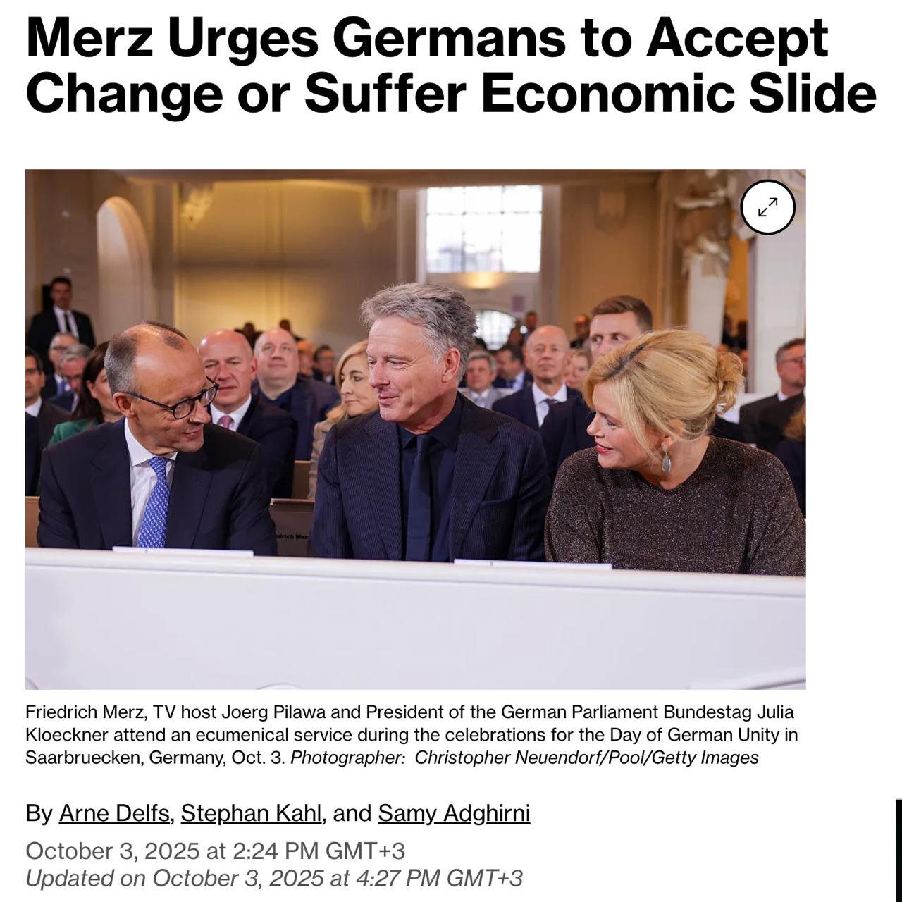 Снимок заголовка на bloomberg.com