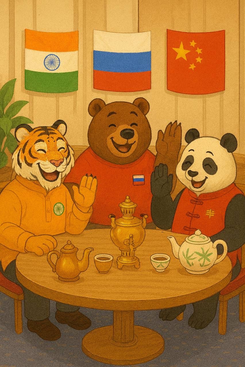 Тигр, медведь и панда, без орла